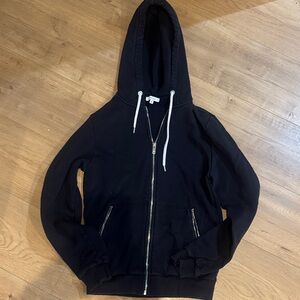 Reiss Black Hoodie with Gray Drawstrings